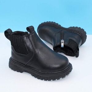 Shein Toddler Girls Autumn Black Zipper Motorcycle style Chelsea Boots Fall Sz 7